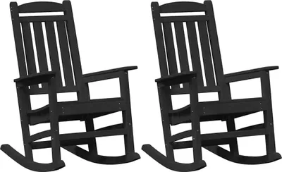Produktbild von vidaXL Schaukelstuhl 2 pcs Schwarz 92 x 70 x 108 cm Polyethylen