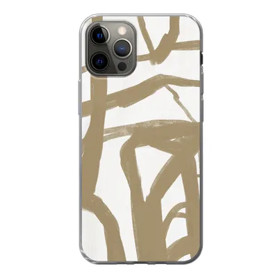 Produktbild von MuchoWow® Handyhülle Schutzhülle Hülle für iPhone 12 Pro Braun - Weiß - Abstrakt Silikon Softcase Handy Hülle - Abdeckung