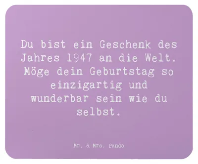 Produktbild von Mr. & Mrs. Panda Mouse Pad Spruch 1947 Geburtstag - Lavendeltraum - Geschenk, Geburtsjahr, Mousepad, Jubiläum, Happy Birthday, Feier, Mauspad, mousematte, Glückwunsch, pc