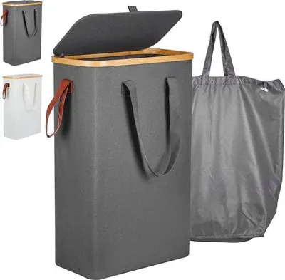 Produktbild von Famanu Wäschekorb 52 Liter mit Deckel - Faltbarer Wäschekorb in Beige