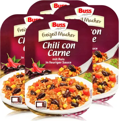 Produktbild von Buss Freizeitmacher Chili con Carne mit Reis 300g - Fertiggericht (4er Pack)
