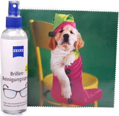 Produktbild von Mikrofasertuch "Hund in Nickolaussocke"  Größe 18,5*18,5 cm