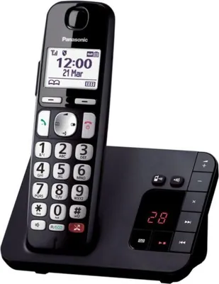 Produktbild von Panasonic KX-TGE260JTB, DECT-Telefon, Kabelloses Mobilteil, Freisprecheinrichtung, 200 Eintragungen, Anrufer-Identifikation, Schwarz
