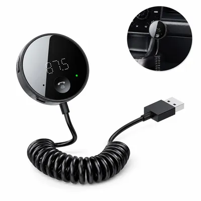 Produktbild von Bluetooth FM Transmitter Auto, KFZ Adapter mit Freisprecheinrichtung und USB Ladefunktion, 12V/24V Zigarettenanzünder, Musik über Autoradio