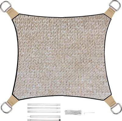 Produktbild von Sonnensegel Quadratisch wasserdurchlässig Champagner 13m² mit Stangenset