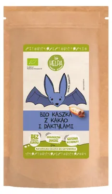 KASZKA ORKISZOWO - OWSIANA Z KAKAO I DAKTYLAMI BEZ DODATKU CUKRÓW BIO 200 g - HELPA