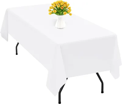 Produktbild von Tischdecke 60 x 126 Zoll, Weiß, 1 Pack, Knitterfrei, Waschbar, für 8 ft Rechteckigen Tisch
