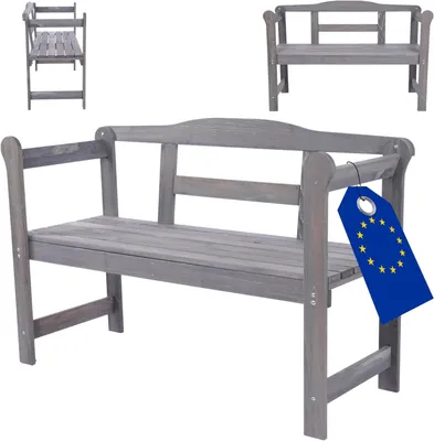 Produktbild von MODO24 Gartenbank Holz, 2-Sitzer, Friesenbank, Parkbank, Sitzbank, Massivholz, 46x118x78 cm, Grau Imprägniert, G01