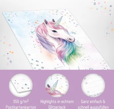 Produktbild von Häfft Einladungskarten A6 12er Set / Einhorn