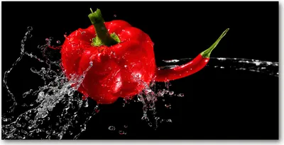 Produktbild von Tulup Glas-Bild -140x70- Wandkunst Dekorative Wand für Küche & Wohnzimmer - Essen & Getränke - Roter Paprika - Rot