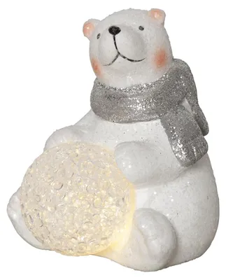 Image de Figurine de Noël Ours polaire scintillant 1 LED blanc chaud 12x11cm