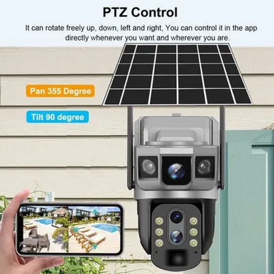 Image de Caméra de surveillance extérieure - 4G - Énergie solaire - 12 mégapixels - 128 Go - Dôme PTZ