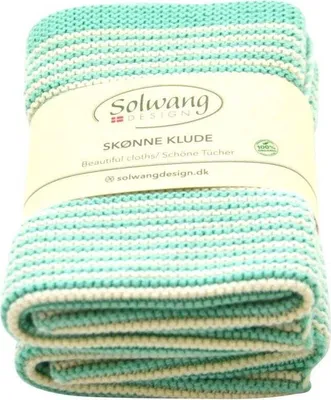 Produktbild von Solwang Wischtücher mit Streifen Aqua / Natur 2er Set Tücher Wischlappen