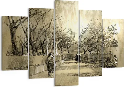 Produktbild von Bild auf Leinwand - Leinwandbild - Park Spaziergang Baum - 150x100cm - Wand Bild - Wanddeko - Leinwanddruck - Bilder - Kunstdruck - Wanddekoration - Leinwand bilder - Wandkunst - EA150x100-3758
