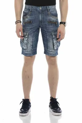 Produktbild von CK203 Herren Capri Shorts mit Nieten und Cargotaschen