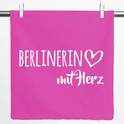 Produktbild von Huuraa Kissenbezug Berlinerin mit Herz 40x40cm Fuchsia Baumwolle Dekokissenbezug Geschenkidee