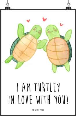 Produktbild von Mr. & Mrs. Panda Bild Schildkröten Paar DIN A1 - Weiß - Geschenk, Valentinstag, drucke, wanddeko, Plakat, Mitbringsel, für Freundin, Frauen, Wandbild, kunstdruck poster