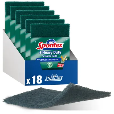Schrubbschwämme 3er Pack, 18 Stück, Grün, 10x15 cm