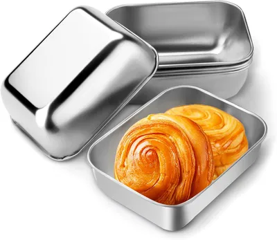 Produktbild von 6 Mini-Kastenformen aus Edelstahl, 13,3 x 9,9 cm, kleine Metallformen für Brot, Sauerteig, Hackbraten, Sandwiches, Lasagne, Kuchen, Brownies und Toast
