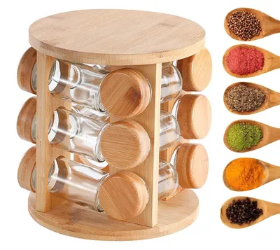 Imagen del producto de Estante giratorio de madera para hierbas
