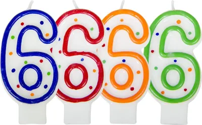 Produktbild von Zahlenkerze 6 farbig 7cm