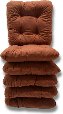 A stack of brown seat cushions.