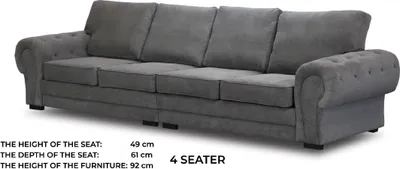 Zdjęcie produktu dla Czteroosobowa klasyczna sofa Tapicerka meblowa w kolorze szarym Wygodna tkanina sofy