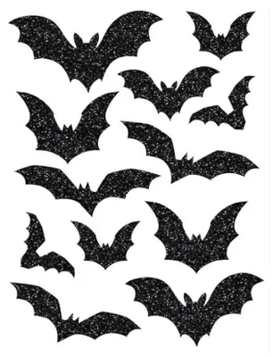 Fledermaus-Glittersticker 30x40 cm, schwarz, Halloween-Deko