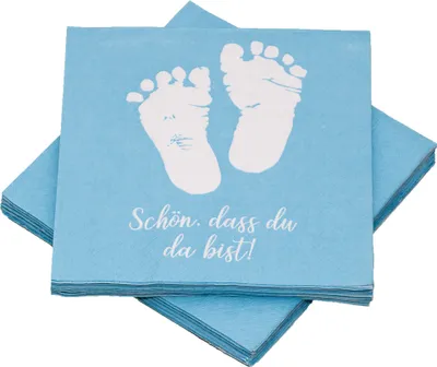 Produktbild von Servietten Babyfüße - Schön, dass du da bist - hellblau (20 Stück)