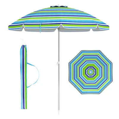 Zdjęcie produktu dla COSTWAY parasol plażowy 178 cm, parasol ogrodowy wiatroodporny UPF 50+, składany pod kątem 30°, ochrona przeciwsłoneczna z kolcem i torbą transportową zielony