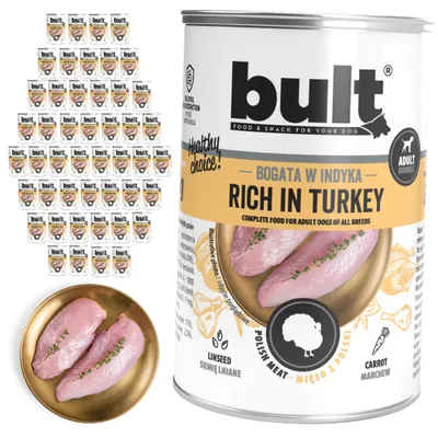 Produktbild von BULT | Nassfutter für Hunde Pute - Hundefutter Dosen 48x400 g - mit Gemüse und Obst - leicht verdaulich - 75% Fleischanteil