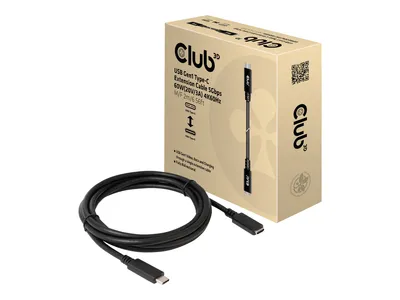 Obrázek produktu pro Club3D Prodlužovací kabel USB-C, 5Gbps 60W(20V/3A), 4K 60Hz (M/F), 2m