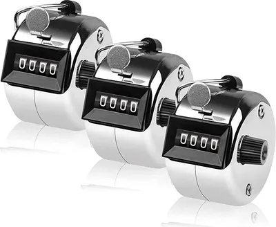 Produktbild von 3 Stück Handzähler, zähler mechanisch, Metall Zähler Klicker Counter, 4-Stellige Zähler für Personenzähler, Golf, Reihenzähler Stricken