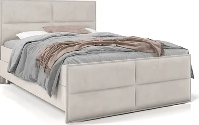 Obrázok produktu pre PREDAJ LEADER skriňová pružinová posteľ BERN 160x200 cm čalúnená posteľ s dvoma zásuvkami, kompletná súprava s matracom a topperom (4 cm), béžová, látka na posteľ ELEMENT 17