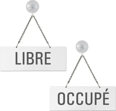 Produktbild von Hängeschild  Libre - Occupé | Melamin  weiß  | Saugnapfhaken | Format 175x65 mm