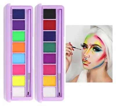 Image de Kit de maquillage pour le visage et le corps, 8 couleurs, à base d'eau, avec pinceaux, pour enfants et adultes, idéal pour les fêtes d'Halloween, les déguisements et le cosplay
