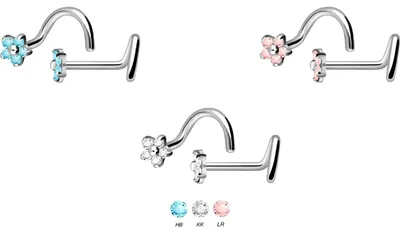 Produktbild von Nasenpiercing, Nasenstecker Titan Nasenstecker Spirale KRISTALLBLUME