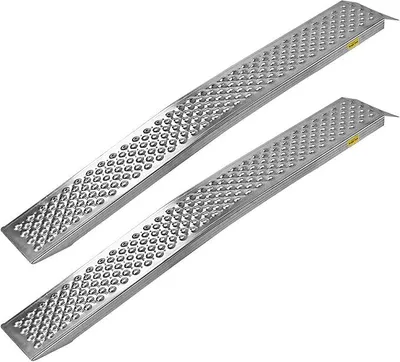 Image de Rampes de chargement en aluminium : rampe de montée, rail de montée, rampe de chargement. Lot de 2 rampes courbées de 22 x 150 cm.