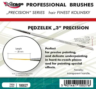 Zdjęcie produktu dla Mirage Hobby 100027 – Precyzyjny pędzel Mirage z włosia kolinsky, rozmiar 3 – nowy