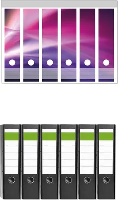 Produktbild von Wallario 6 Stück breite Ordner inkl. Klebeetiketten mit Motive Abstrakte Formen und Linien in pink lila -  Set mit Rückenschildern / Ordnerrücken Stickern