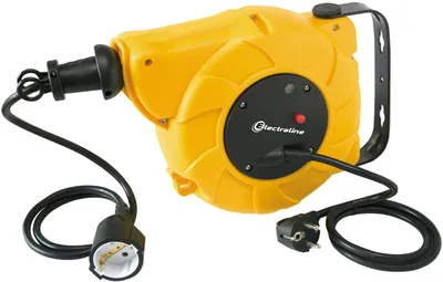 Zdjęcie produktu dla Przedłużacz zwijany - 10 m - Automatyczny zwijacz - IP20 - Kabel 8 + 2 m - Do montażu ściennego i sufitowego