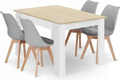 Obrázek produktu pro Jídelní set 1 + 4, stůl MADO 120x80 bílý + židle BALI MARK šedá