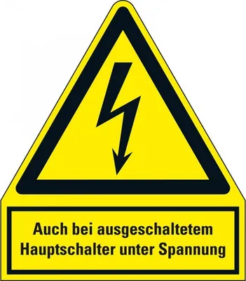 Produktbild von Dreifke® Aufkleber I Warn-Kombischild bei ausgeschaltetem Hauptschalter, RoHS...
