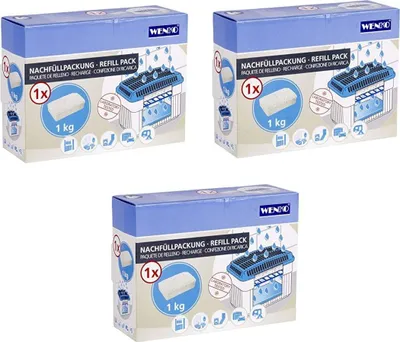 Produktbild von WENKO Feuchtigkeitskiller Nachfüllpack Luftentfeuchter-Nachfüller, Weiß, 3x1 Kg