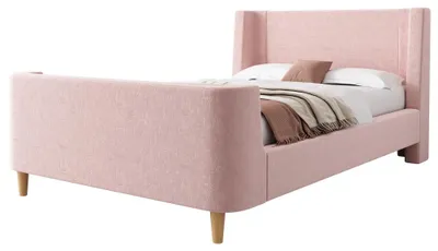 Immagine prodotto di Letto per bambini - Letto singolo a slitta - 90 x 200 cm - Rosa - Rivestimento in velluto - Struttura in legno - Spazio contenitivo - Senza materasso