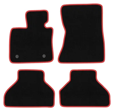 Image de Tapis de sol en moquette pour BMW X5 E70 2006-2013 (SUV) – jeu 4 pièces, noir/rouge, sur mesure – Wielganizator CARLUX – version W0922