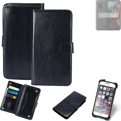 Produktbild von K-S-Trade 360° Hülle kompatibel mit Nokia XR21 schwarz Kunstleder Case BookCase WalletCase Kunstlederederhülle Handyhülle, Rundumschutz Bumper
