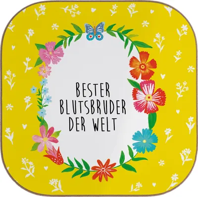 Produktbild von Mr. & Mrs. Panda Tassenuntersetzer Blutsbruder - Weiß - Geschenk, gläseruntersetzer, Coaster, Untersetzer für Gläser, Kleinigkeit, Blutsgeschwister, Bruderherz, Glas