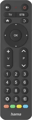 Produktbild von HAMA Universal-Fernbedienung TV, Infrarot, für 2 Geräte, große Tasten, lernfähig, schwarz