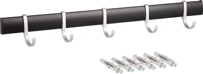 Produktbild von ONVAYA® Verstellbare Wandhaken mit Schiene | Basic ǀ mit Klick-System ǀ 5 Haken für Gartengeräte und Zubehör ǀ platzsparende Garagenhaken
